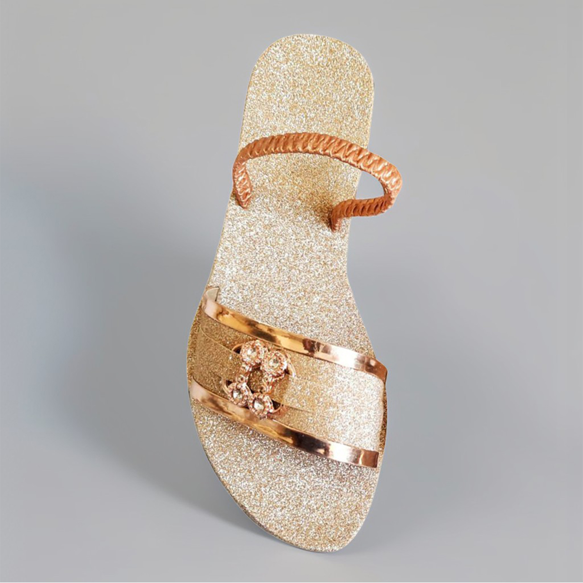 Women's Stylish Golden  Flat Sandals - Comfortable Party & Casual Wear, Multiple Sizes