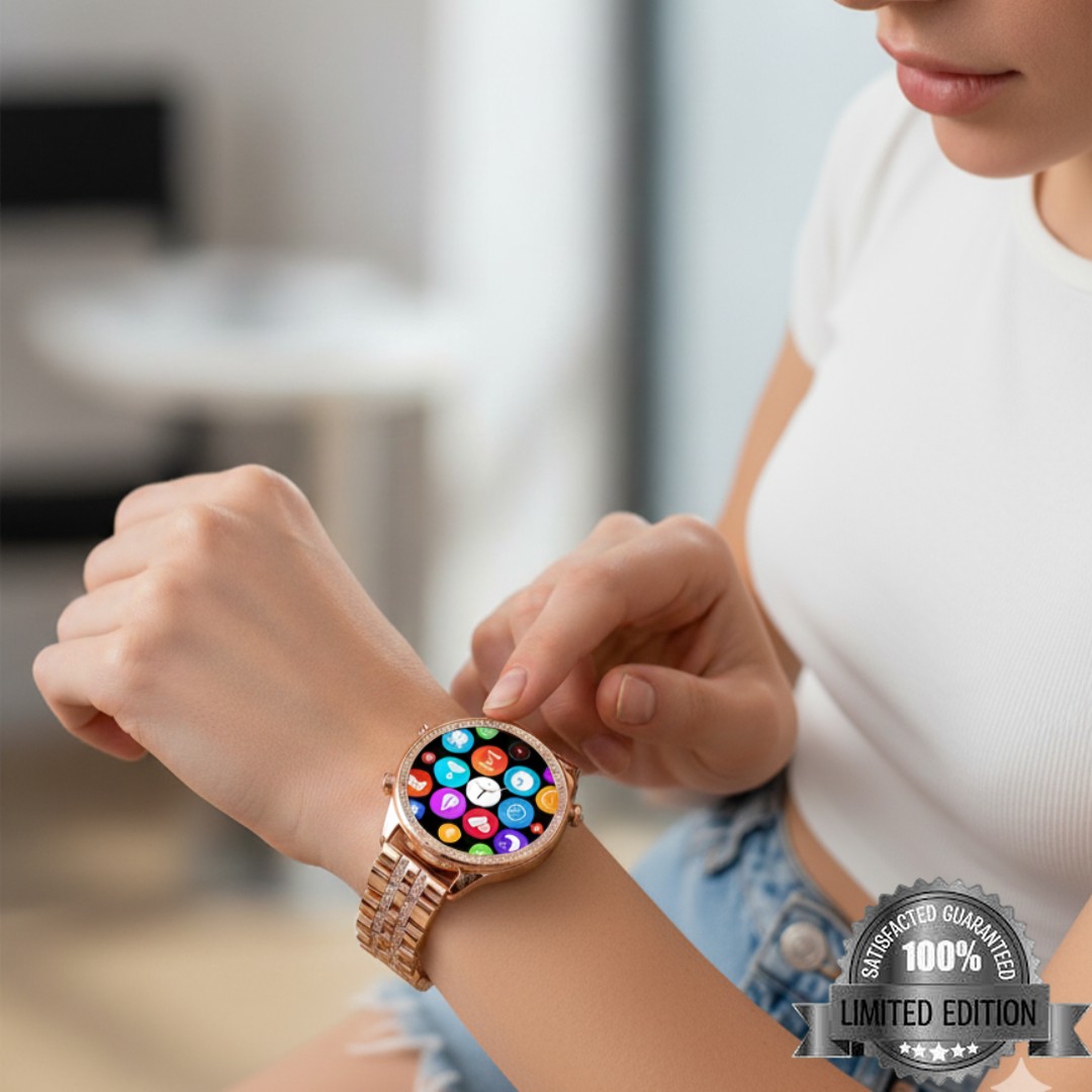 Smart Watch For Girls Gen9 – HD Display 1.3" Screen, Bluetooth Calling, Dual Straps (Rose Gold, Premium Design)