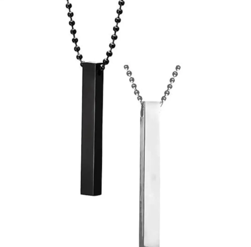 AlRashid Shopping Store 100% Pure Stainless Steel Vertical Bar Necklace/Locket/Chain for Men/Women Pack Of 2