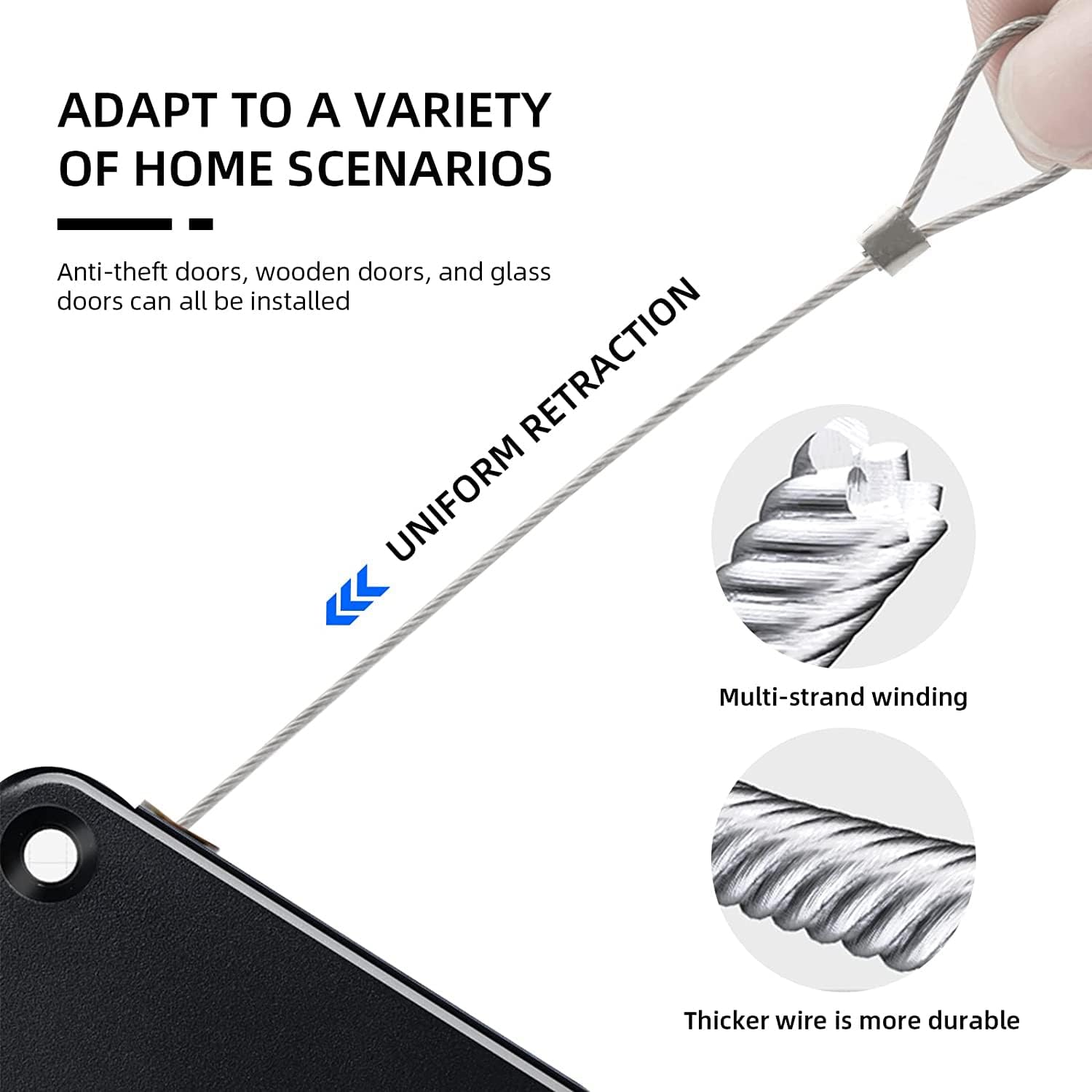RR _  DEALZZ  1 PCS OF Automatic Drawstring Door Closer, Sliding Door, Office, Bathroom, Bedroom, Household, Simple Silent and Non Punching Door Closer