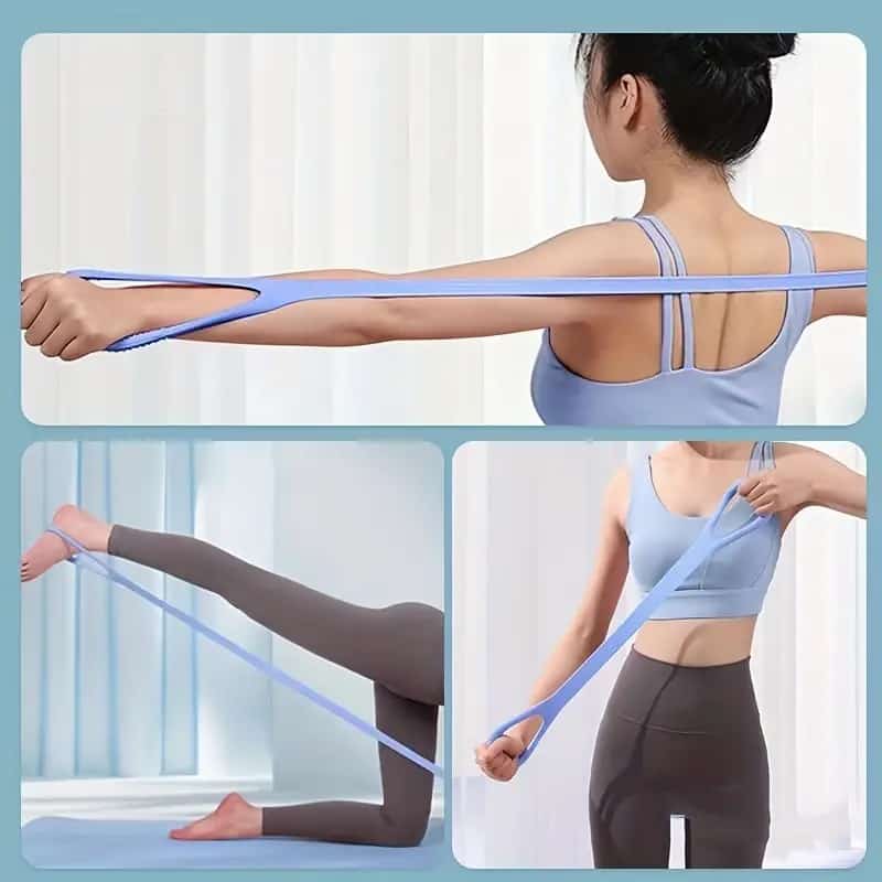 yoga belt Stretch Strap Yoga 8-figure Tensioner Yoga Tool Open Back Practice Shoulder Yoga Stretching Belt Elastic Stretch Band Workout fitness resistance band exercise band
