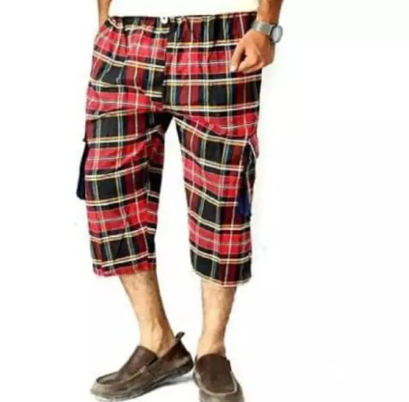 Pack Of 2 - Summer Cotton Quarter Shorts For Men (Checked Print) - Multicolor