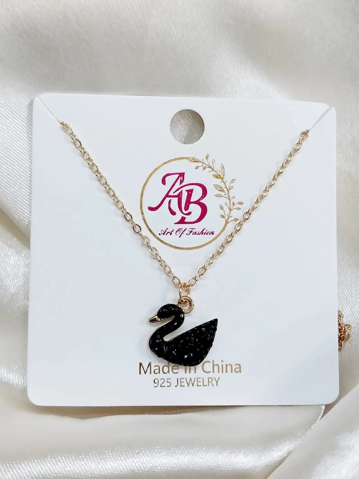 beautiful swan duck necklace with gold chain for girls and woman