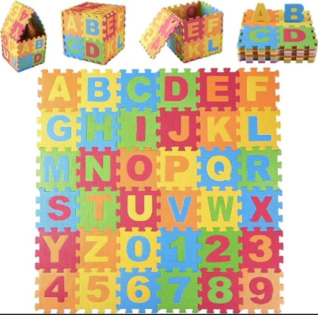 ABC Toy Block Mat Alphabets and Numbers Early Learning Toys Play Foam Puzzle Mat for Kids