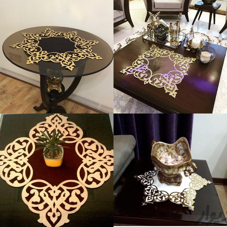Coffee tables and said tables matt velvet stuff with lasser cut working 1 Pcs matt size ( 16" by 16")All color Available
