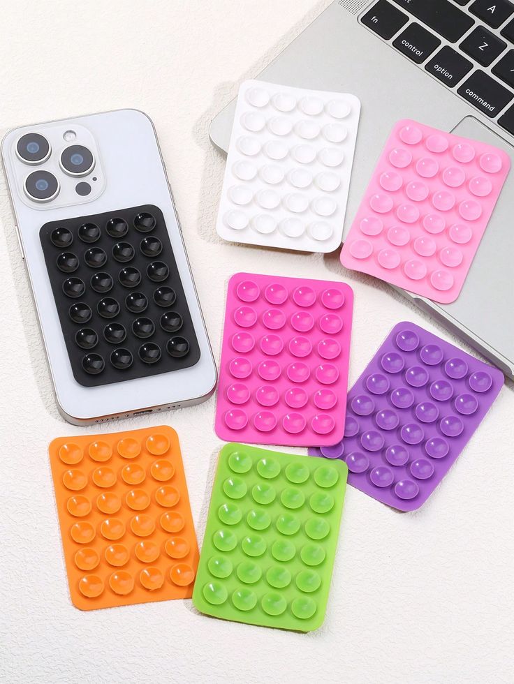 Silicon Suction Pad Phone Holder | Self-Adhesive Rubber Suction Mobile Holder | Silicone Suction Phone Case | Sticky Phone Grip Mount with 24 Suction Cups | Anti-Slip Suction Phone Case Mount for Shower, Mirror | Silicone Mobile Stand for All Phones