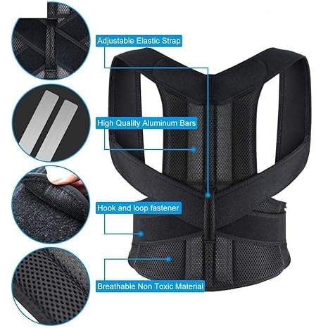 Adjustable Back Posture Corrector Belt for Men & Women - Premium Full Back & Shoulder Support Brace for Spine Alignment & Lower Back Pain Relief