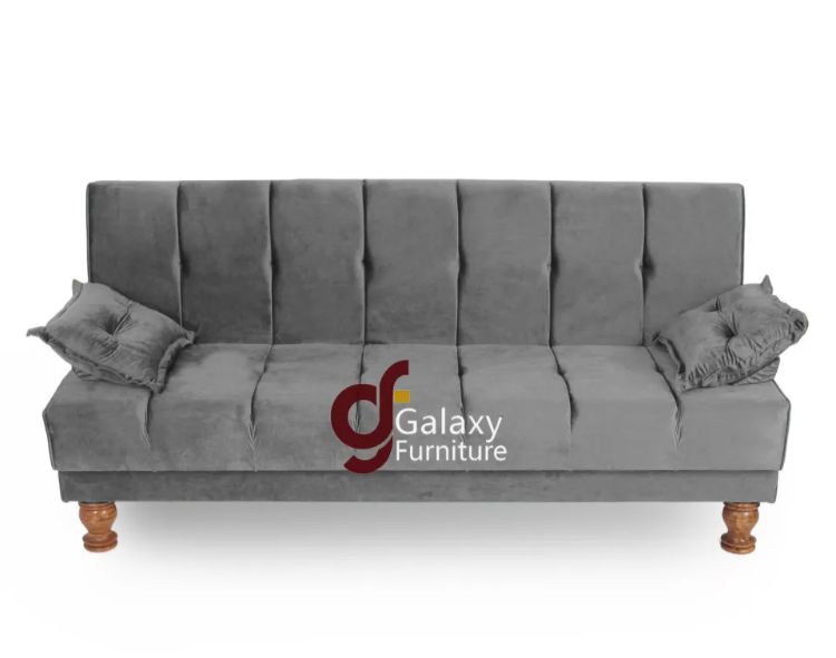 Galaxy Sofa CumBed Imported velvet Fabric Dark Grey Colour Armless Compact Living Spaces, Guest Rooms, Apartments, Offices,