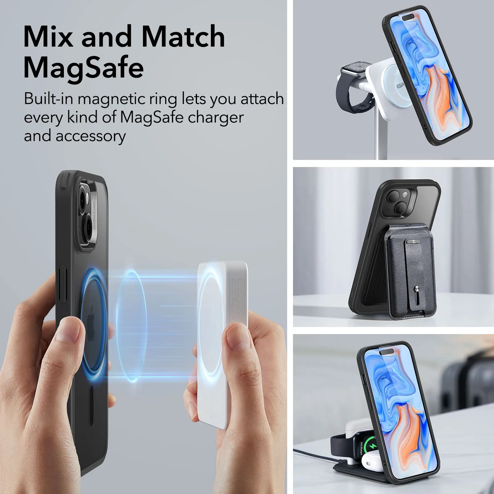 ESR iPhone 15 Pro Max Classic Hybrid Case (HaloLock) with military-grade protection and full MagSafe compatibililty 33 1307aa39de0831674bdc7489abcfb207