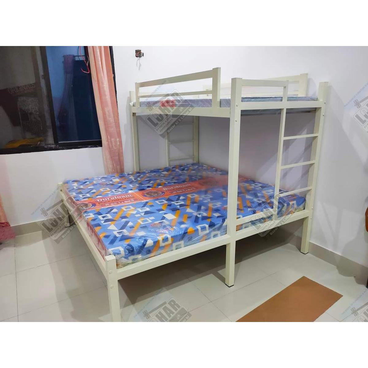 Metal Bunk Bed over Full Bed / Iron Loft over Queen Size Bunker