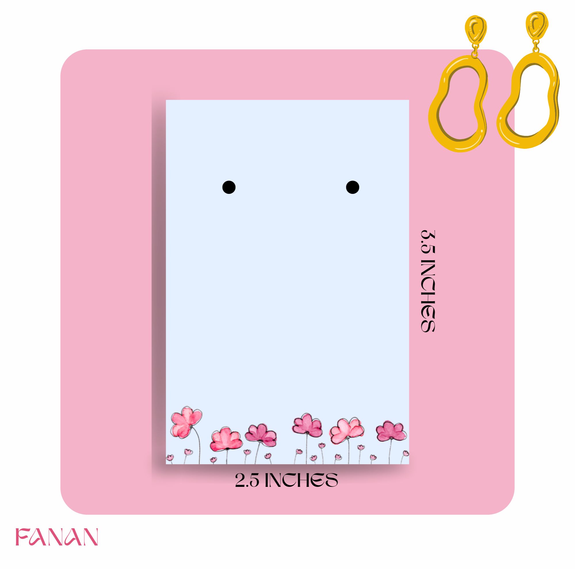 FANAN Premium Pink Floral Earring Display Cards – Thick Cardboard Jewelry Holder for Studs & Danglers & Earrings – Cute Floral Design – Set of 30 / 60 for Small Business Packaging