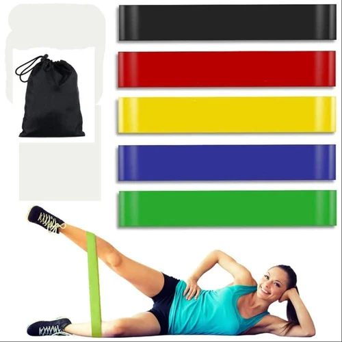 Premium Quality Fabric Resistance Bands- Set of 5 for Glutes, Hips and Legs Exercise, Fitness and Workout  Yoga, Squats, Dead-lifts, Pilates, Cross-fit, Physiotherapy and Recovery  Men & Women For Gym Use