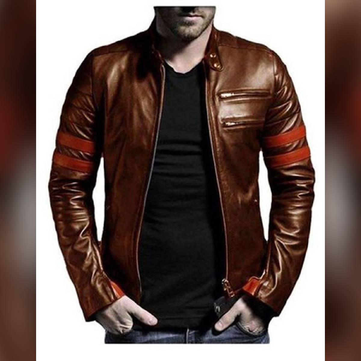 Mustard Faux Leather Jacket For Men