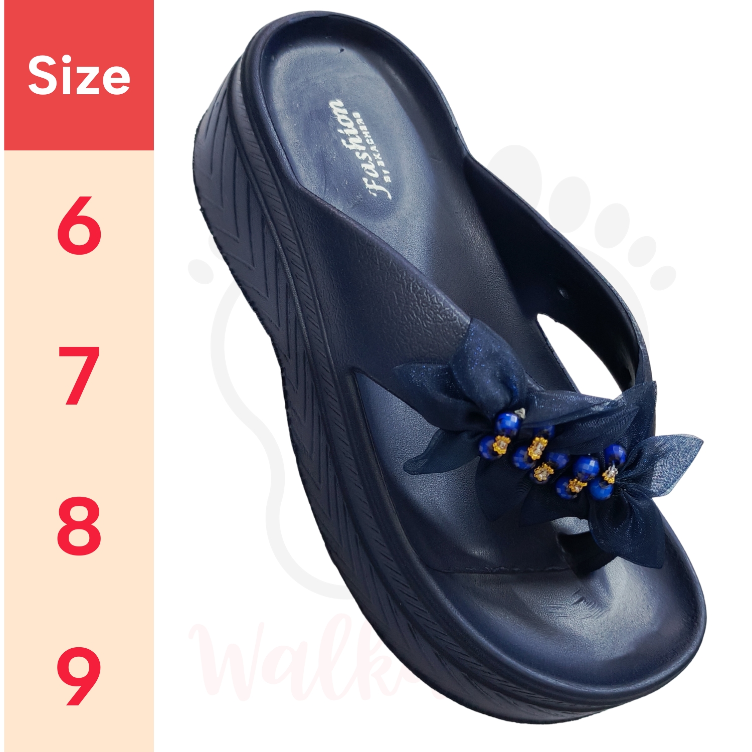 House Slippers for Girls, Ladies and Women. High Heal Light weight, Soft, Durable and Comfortable. Available in Navy Blue,Black, Maroon/Silver and Black/Silver Colors. Best for Indoor and Outdoor use. Platform High Heel. Soft Slippers for Arch support.