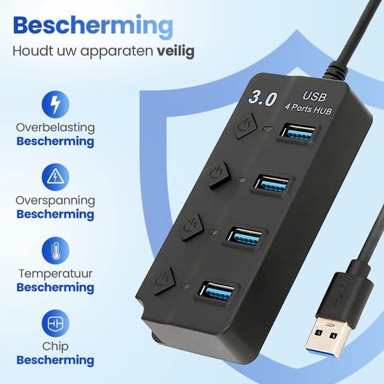 4 / 7 Port USB 3.0 Hub Multi Splitter Charger Power Adapter Multiple Expander Hubs With Switch For Laptop