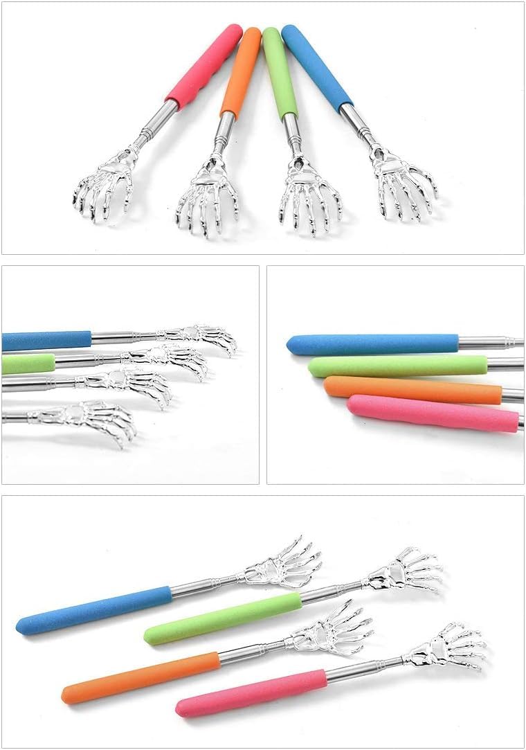 Small Adjustable Portable Foldable Extendable Back Scratcher, Metal Stainless Steel Telescoping Itching Hand Stick Tool