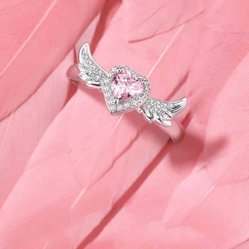 Angel Fairy Wings  Engagement Couple Ring  Promise Rings Platinum Plated Fashion for Lovers Couple Girls boys Resizable  Design Cubic Zirconia Stone Trendy  Finger Jewelry Adjustable  Perfect Gift For Anniversary Valentine Day  Party, Wedding  Daily Wear