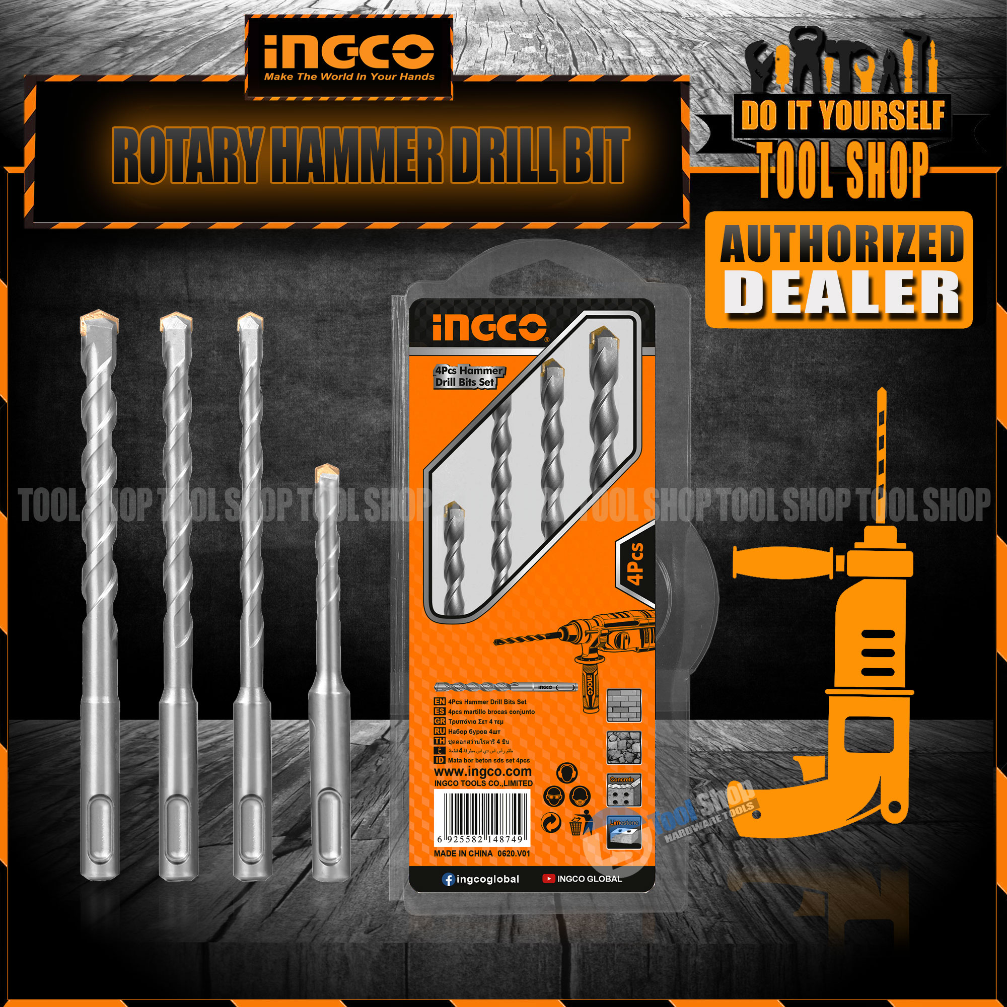 INGCO Original Pcs Rotary Hammer Concrete Drill Bit Set