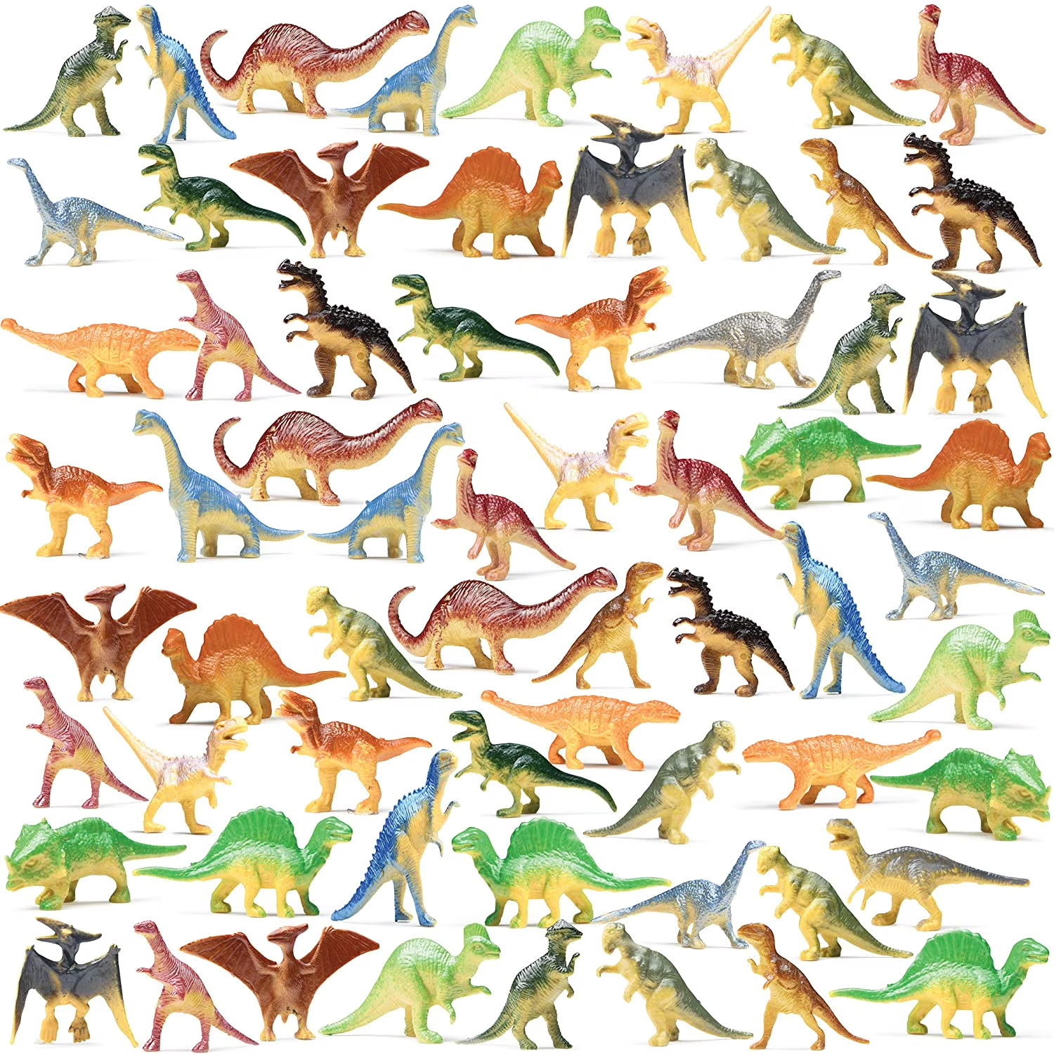 6 / 12 / 24 Pcs - Realistic Tiny Character Dinosaur Wild Animal Safari Kingdom Toy - Mini Rubber Animals Action Figure World Jungle Zoo Toys Set Big Animal For Kids Boys Girls Dino Model - Educational & Fun Party Game Toy for Kids Learn and Play Together