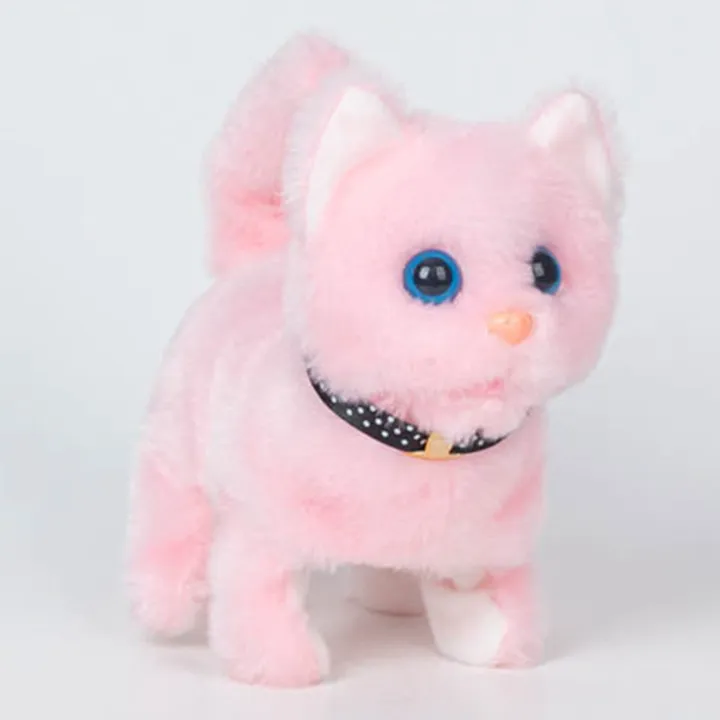 New Walking Kitty Plush Toy Electric Interactive Cat Stuffed Animal Meowing Tail Wagging Head Nodding Cat Pet Toy For Kids Gift