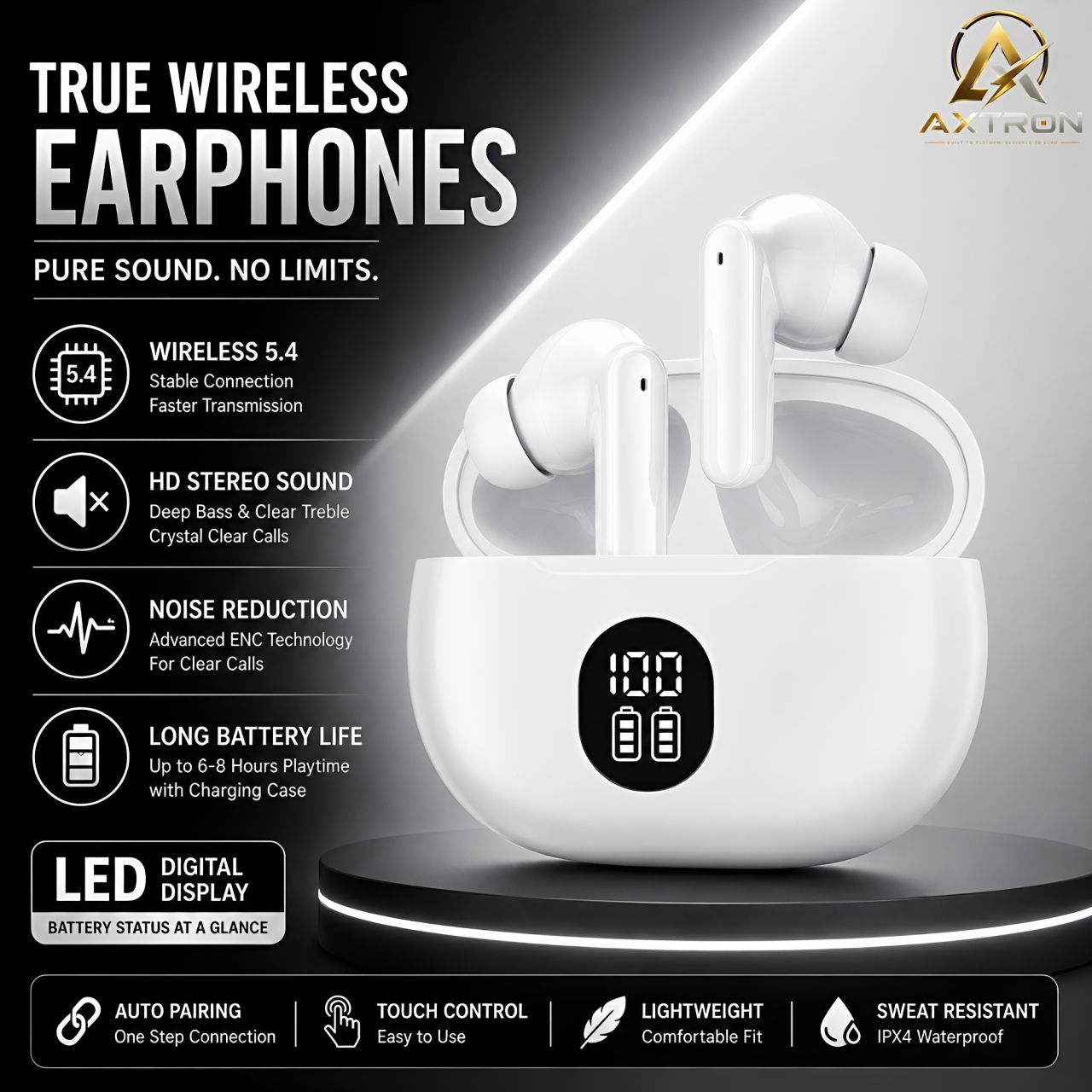 H895B TWS | True Wireless Stereo Universal Bluetooth Earbuds & Airbuds | Dual Pods Handsfree Earphones Headset | Compatible with All Bluetooth Devices.