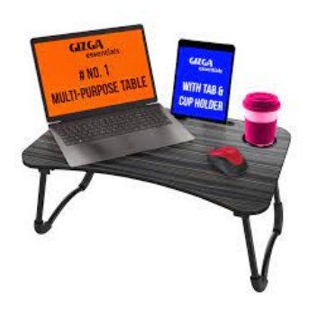 Wooden Gaming Laptop Table  And Simple Dormitory Bed Desk Folding Laptop stand Ergonrawing Notebook Reomic Portable Dading Food Breakfast Serving With Inbuild Tablet And Cup Holder Slots Couch Black Brown