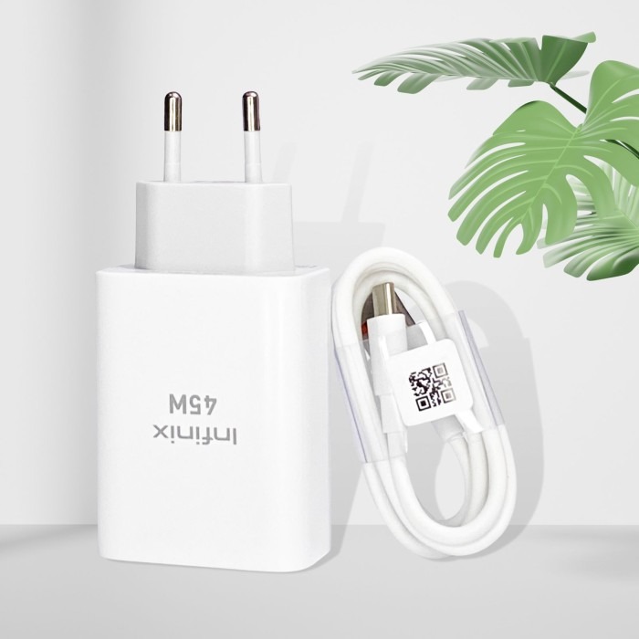 [Original] Infinix 45W Charger | Infinix 45W Fast Charging Adapter with Type-C Cable Compatible With Note 20, Note 30, 40, 40pro 5G, Zero 30, Zero x, Zero xPro Zero 20, Gt 20, Gt 50pro, Hote 40