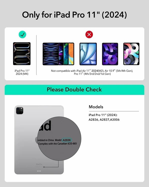 ESR iPad Pro 11 inch (2024) Rebound Magnetic Keyboard Case 360 Can be used in both portrait and landscape modes 12 1389af4f92d0229f34f0b97e77b05825