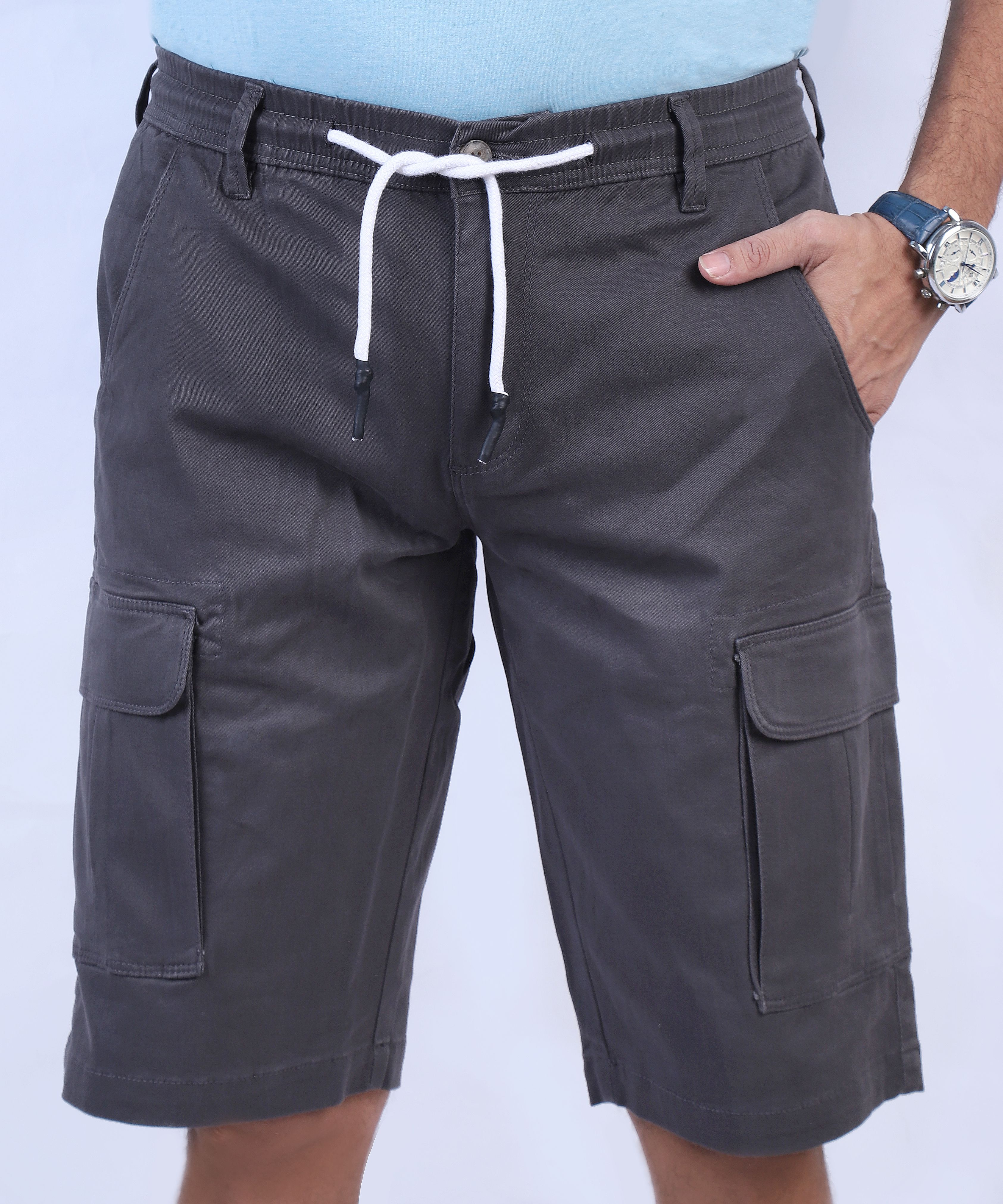 HashBack Elasticated Cargo Shorts For Men - Fashionable And Stylish Men's Summer Wear, Ideal For Wash-And-Wear