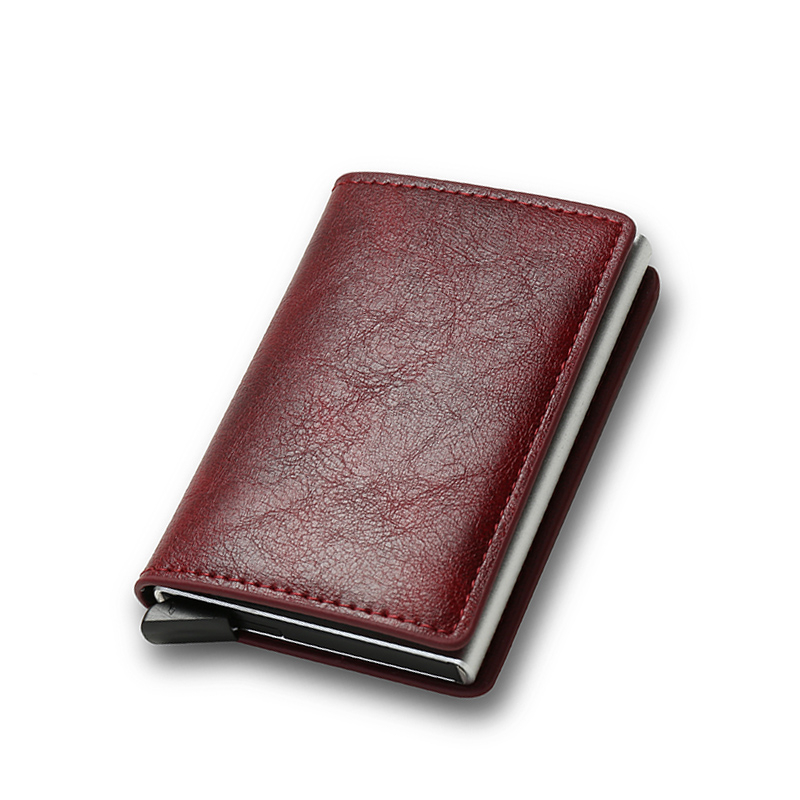 Generic Wallet for Men Brown Leather All Season RFID Blocking Pop-Up