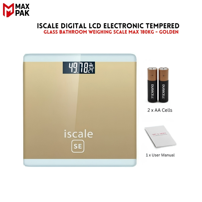 Upto 180kg iScale Weight Machine - Digital Heavy Duty Electronic Weighing Scale with Dual LED Display - Heavy Electric Weight Machine With Durable Steel Quality - For Home & Personal Use - Black/Golden/Pink/Silver