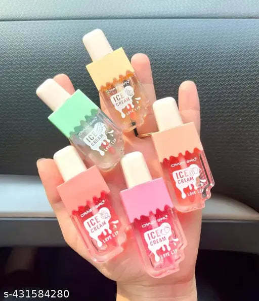Ice Cream Shape Lipgloss Lip Balm Pink Shiny Lips Waterproof