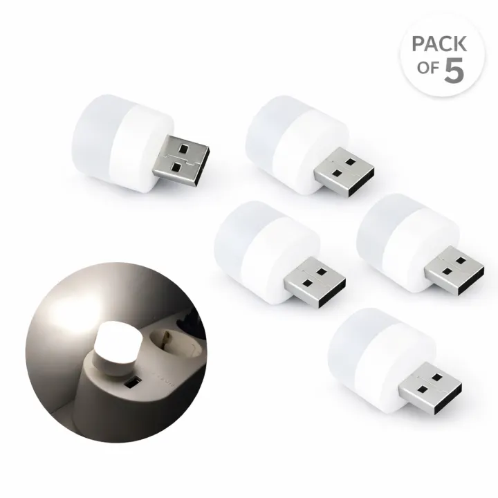 Pack of 5 & 1 USB LED Night Bulb | Night Bulb | LED Night Light | USB Light | USB Bulb | Night Light | Universal for Laptops, Power banks, Mobile Chargers & Other USB supported port