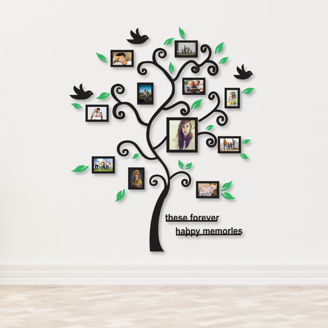 Family Wall Clock with Frames Stylish Quartz Decoration for Home and Office