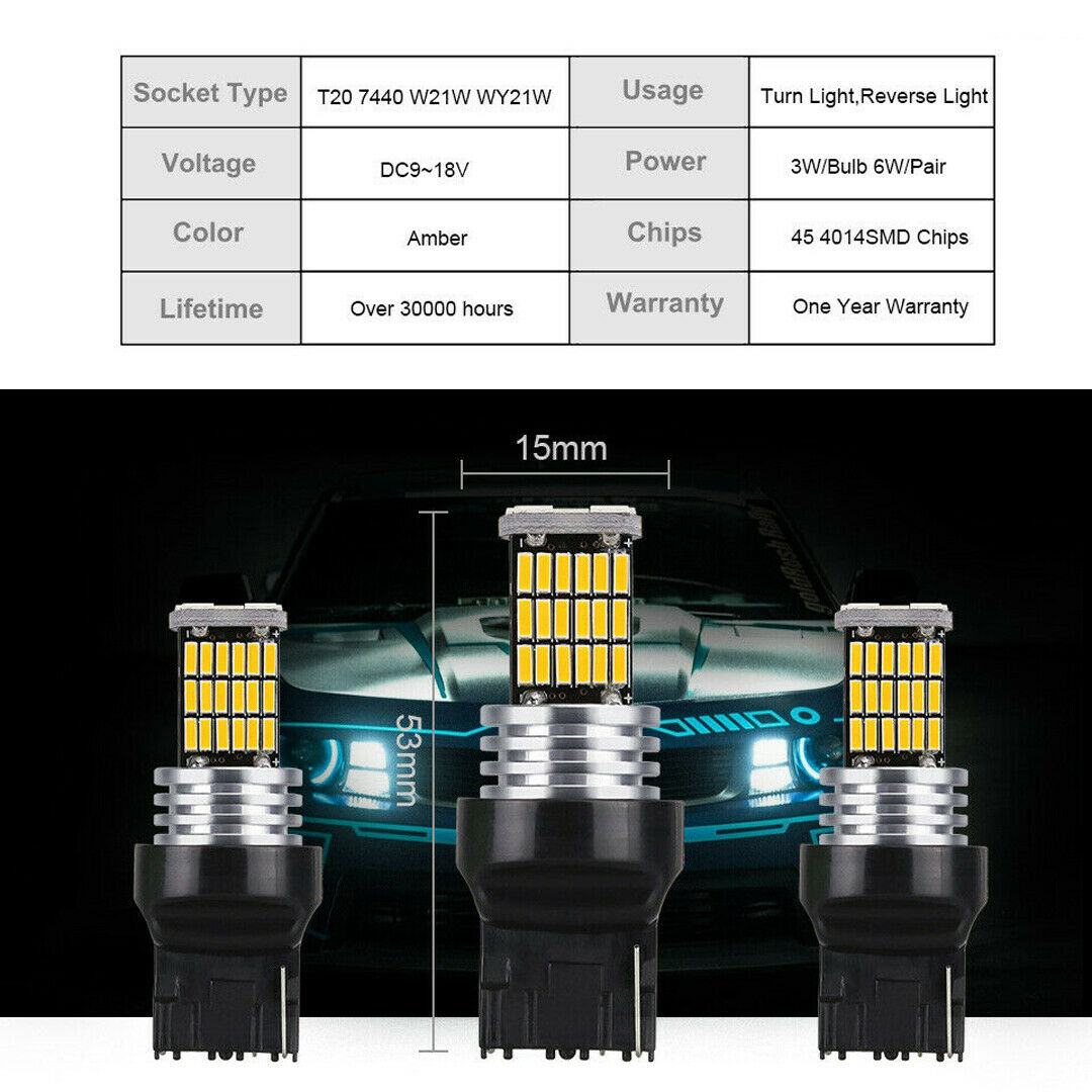 Canbus 45 Smd High Indicator Reverse Light T20 1156 BA15s 7440 7443 LED ...