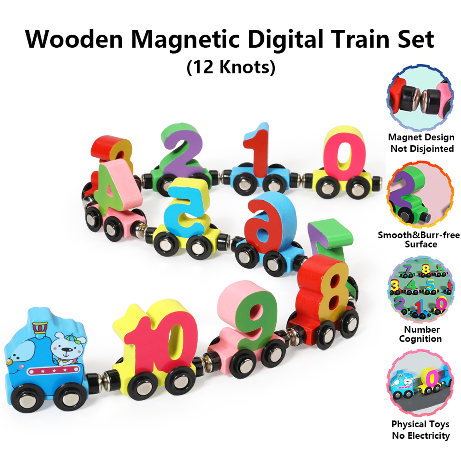 Wooden Mini Magnetic Train Learning Numbers 1-10 |  Identification | 1 Years and Up | Fun Toy for Boys and Girls |Birthday Gift| Pre School (Multicolor) Wooden Mini Magnetic Train Set Children Early Education Magnetic Wooden toy for toddler