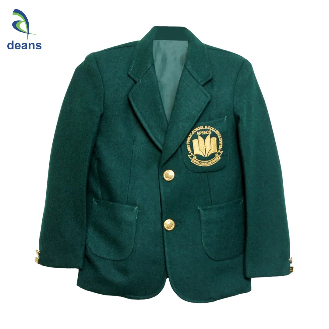 APSACS Green Blazer for School Students by Deans Uniforms - APSACS School Blazer Jacket Slim Fit Casual ,Long Sleeve Blazer For Students