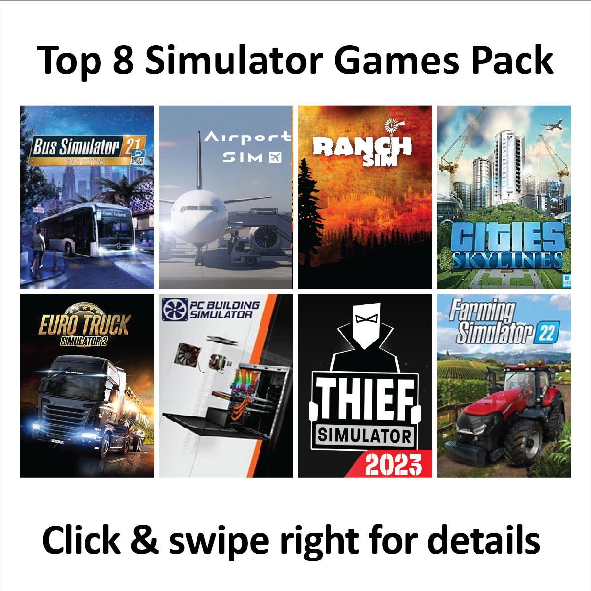 Top 8 simulator game pack Game For PC (Google Drive/ Mediafire) | Daraz.pk