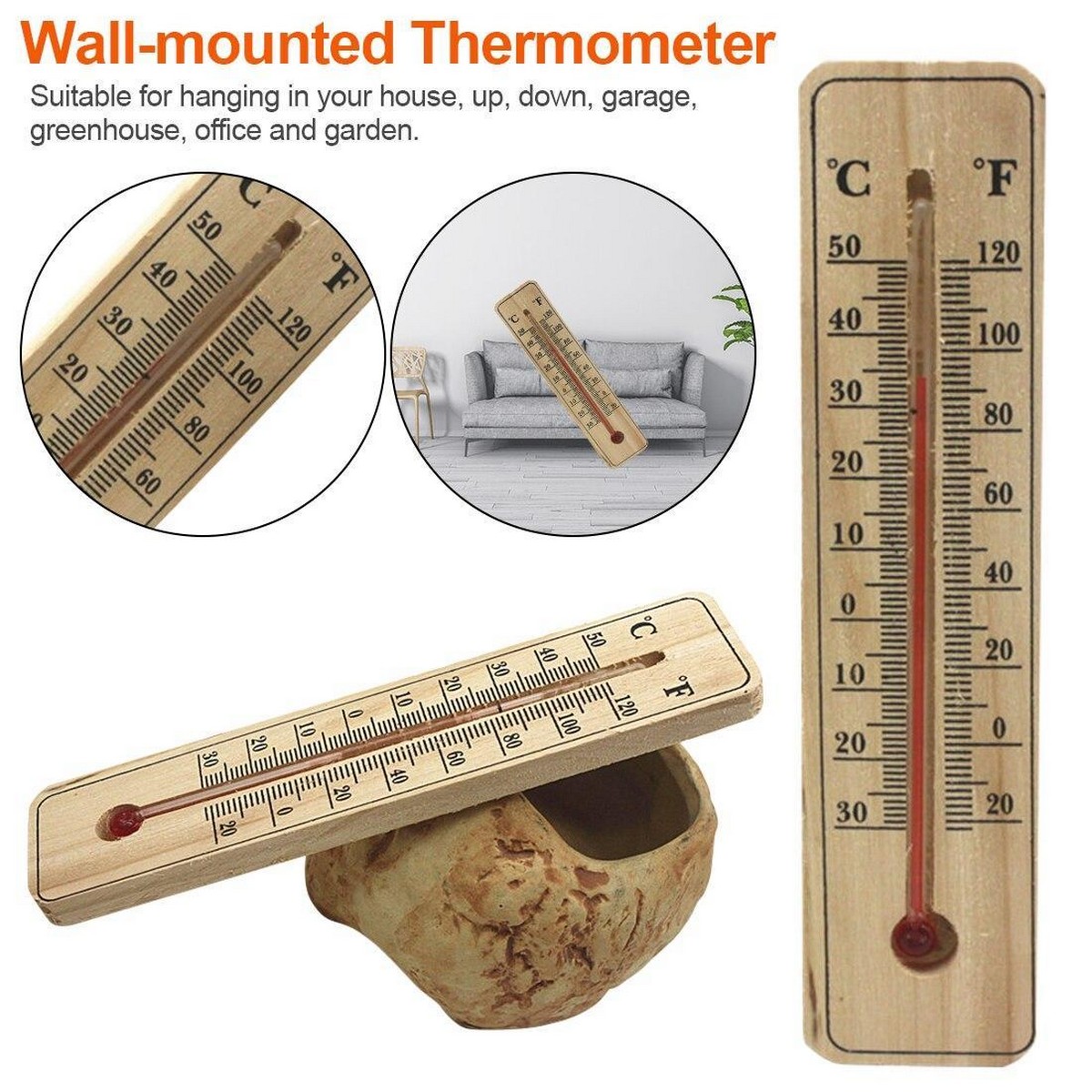 WALL WOOD THERMOMETER