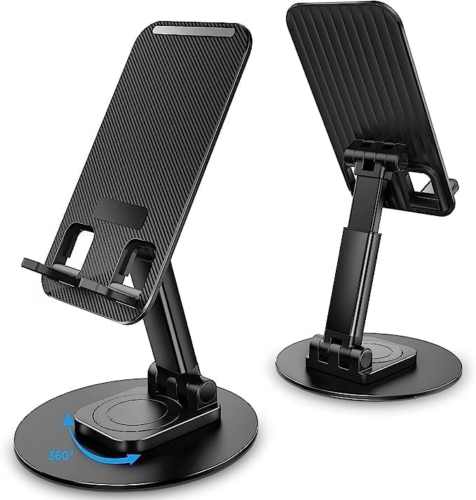 360 Folding Lifting Bracket Tablet Stand, Phone Stand Holder All Metal Base Angle Adjustable Cellphone Bracket Mobile Phone Stand Desktop / Holder Table Desk Mount For Phone Tablet Portable