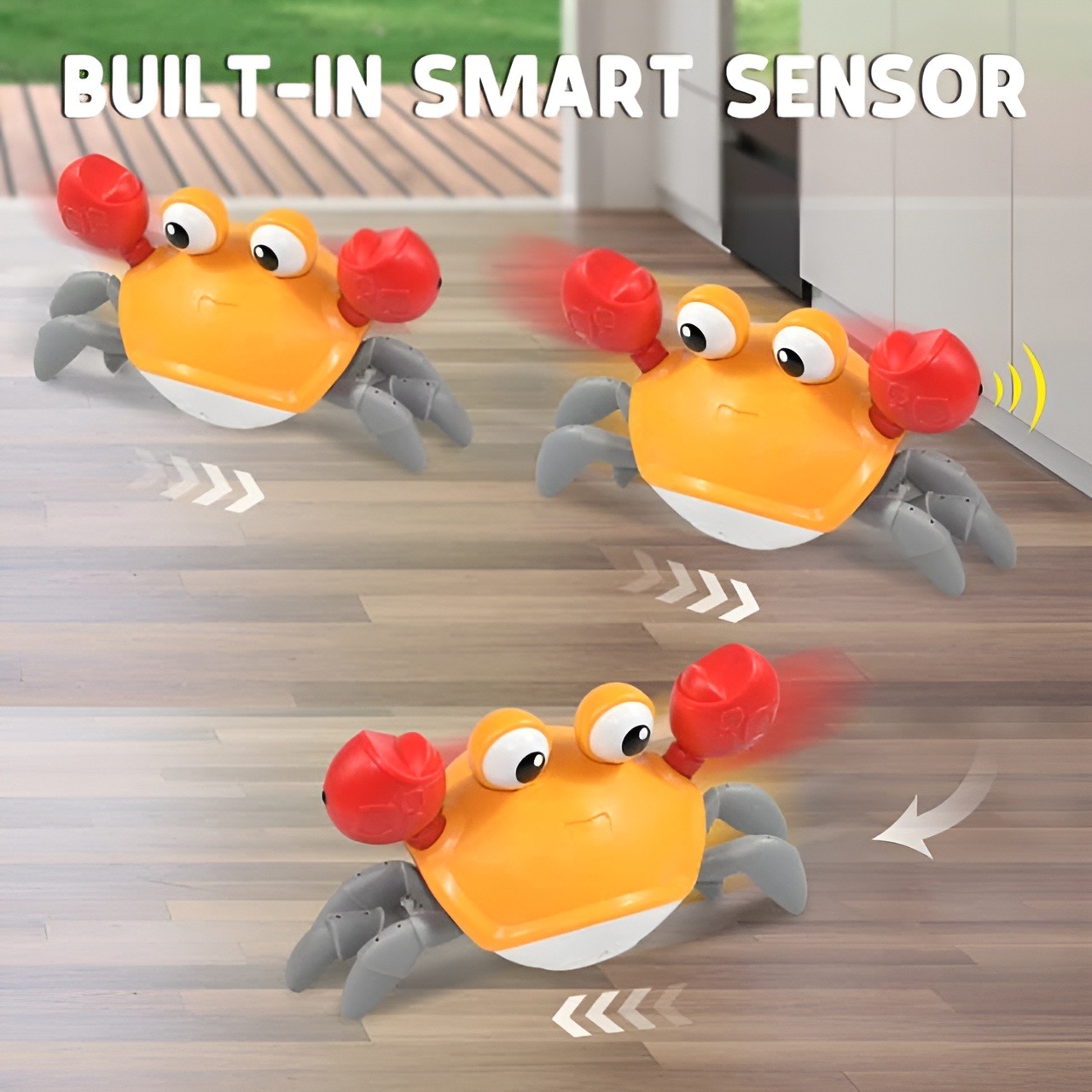 Dancing Crab Toy for Babies Crawling Interactive Escape Crabs Walking Dancing with Music Automatically Avoid Obstacles Toys Rechargeable With USB Cable - Best Gifts For Toddlers - Free Delivery - Crawling Toy