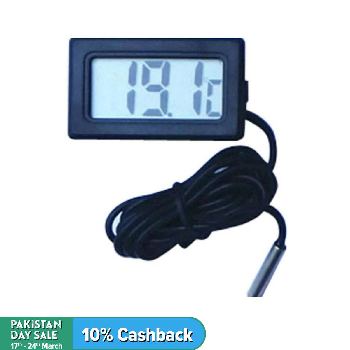 Thermometer Mini LCD Display Digital Temperature Meter With sensor 1m adapter  Black