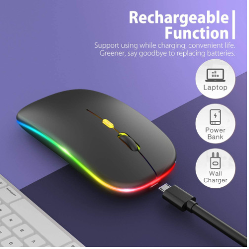 Rechargeable Wireless Bluetooth Mouse 2.4GHz Slim Optical LED USB Mouse for Laptop, PC, Mobile & Smart TV