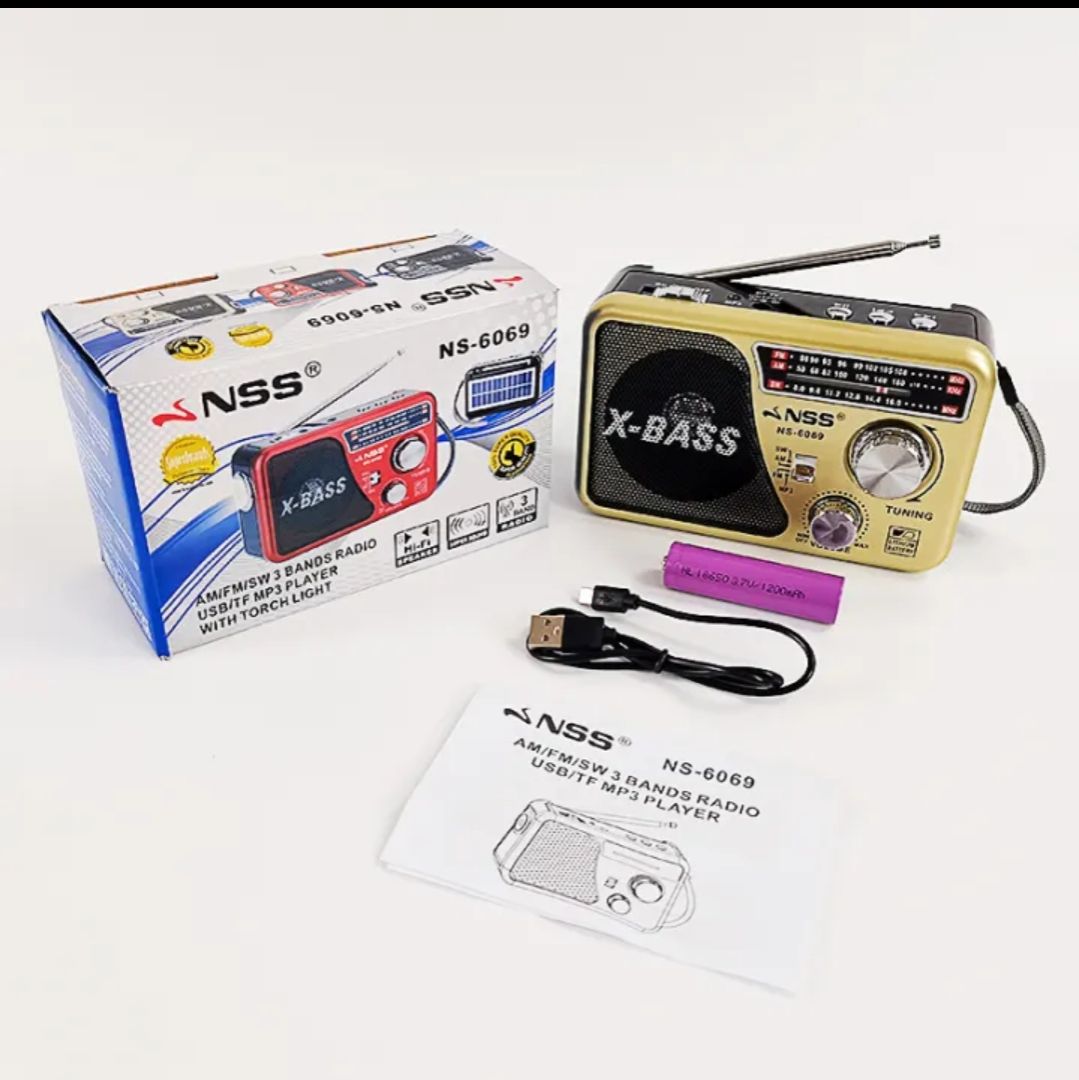 Radio FM - AM - SW Portable Radio Rechargeable Bands World Radio Receiver (Cell Included)Usb Receiver With Led Flashlight & Torch - MP3 Sound - Bluetooth Support Good Quality Radio - TF Card and USB Supported