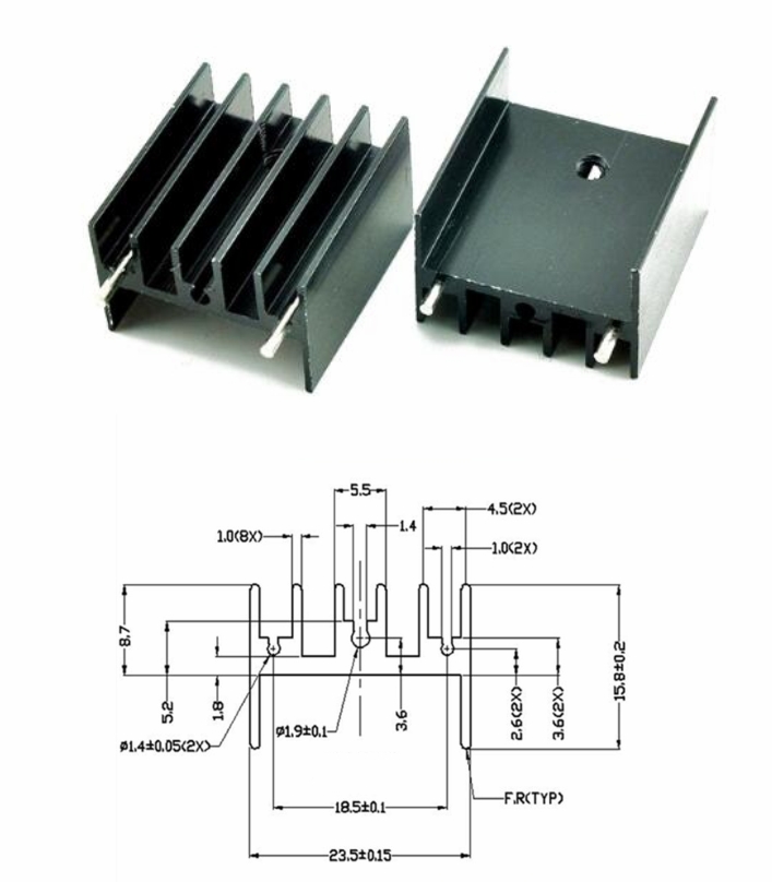3pcs 25x23x16mm TO-220 Aluminum Heatsink double needle heat sink