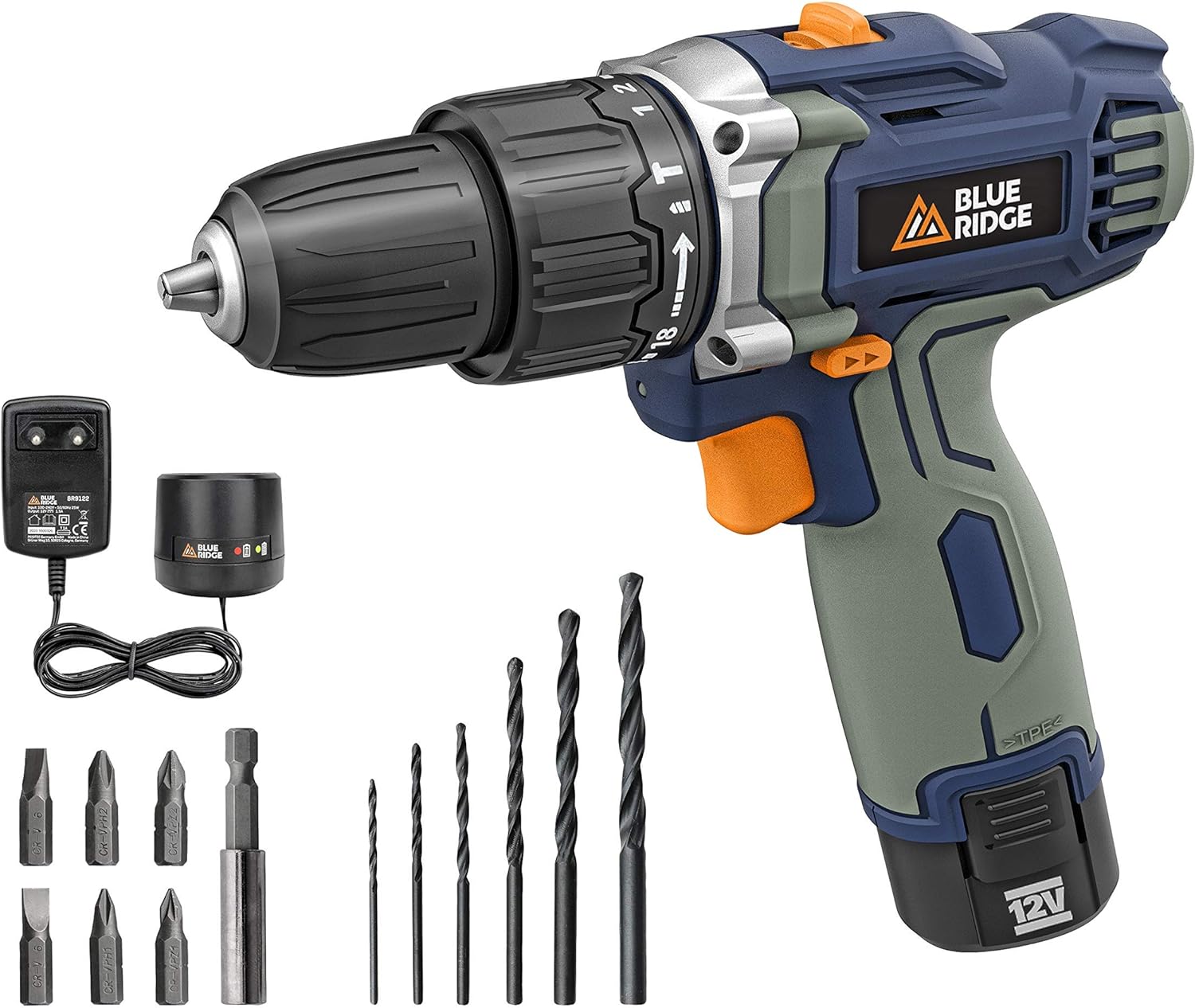 BLUE RIDGE 12V Cordless Impact Drill 25Nm with 1.5Ah Lithium-ion ...