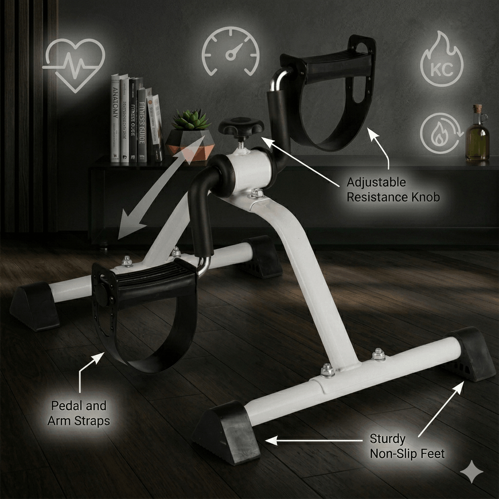 DAN TECHNOLOGY Whisper-Quiet Pedal Exerciser | Foldable Mini Bike for Arm, Leg, Recovery & Cardio Training