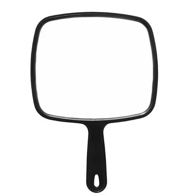 Handheld Mirror Professional Handheld Salon Barbers Hairdressers Mirror with Handle Practical Hand Mirror for Home (Black)