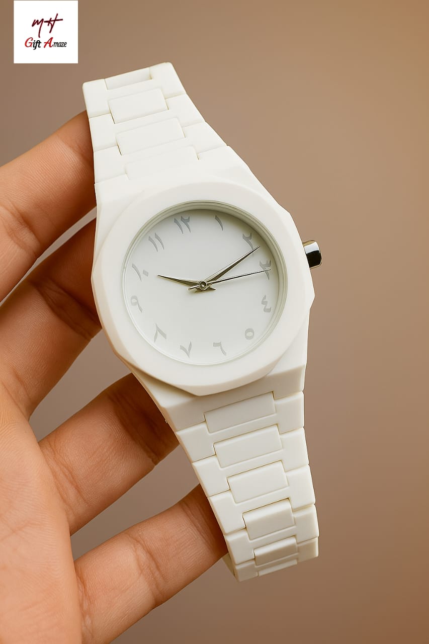 Most Demanding White Aura Watch Lightweight Premium Wrist Watch with Stylish Butterfly Lock Modern Analog Dial, Comfortable Strap & Elegant Design Perfect for Men & Women Durable, Fashionable & Everyday Casual Wear Timepiece