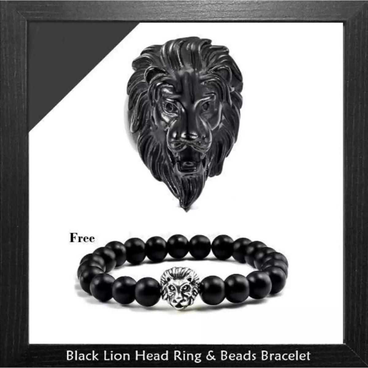 Black Lion New Trending Ring For Men With Free Bracelet